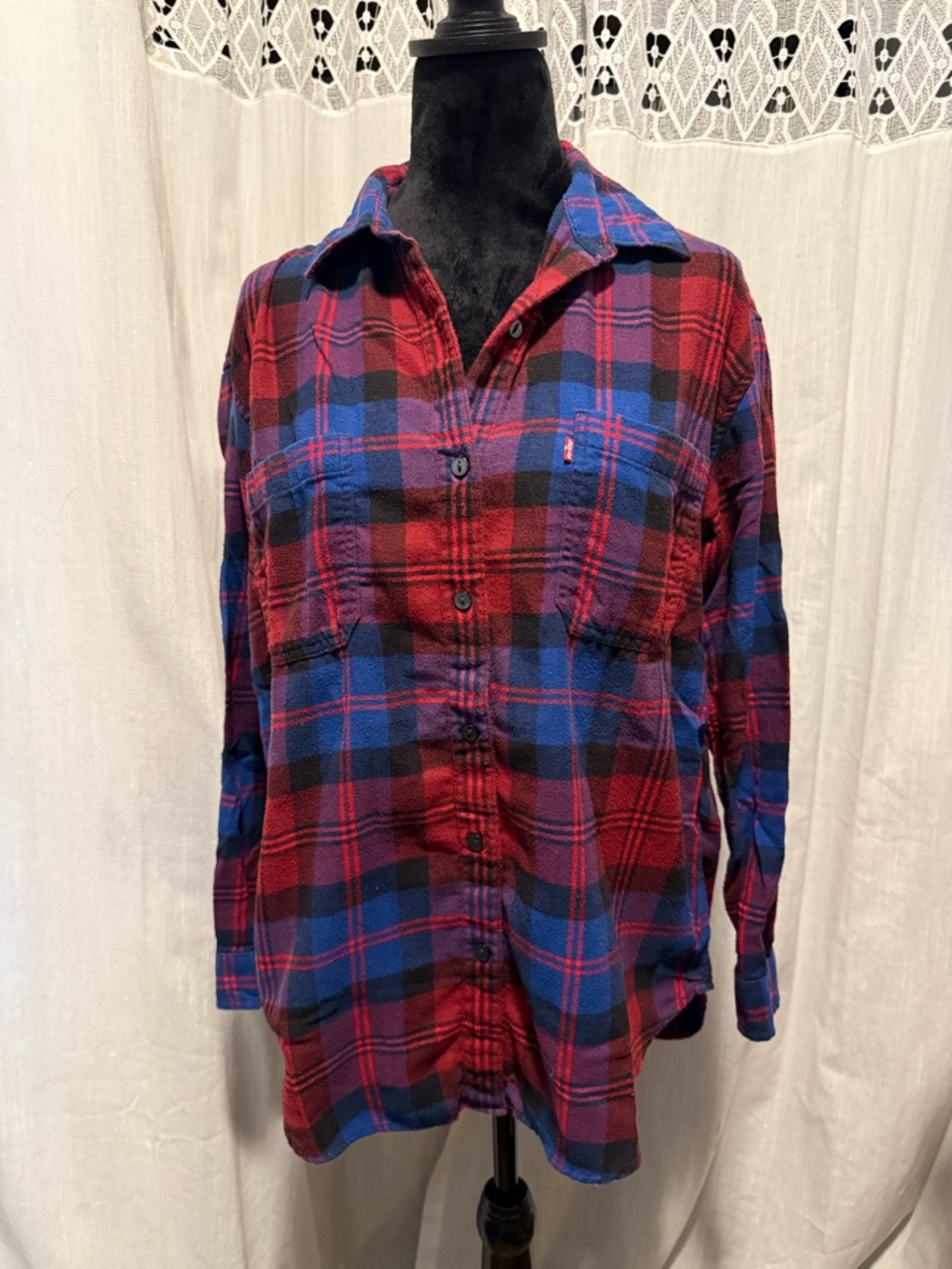 Levi's Red and Blue Plaid Flannel Shirt